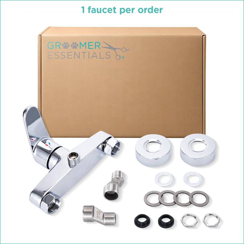 GROOMER ESSENTIALS Lever Faucet for Grooming Tubs with 6" Center