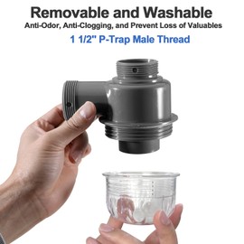 QruiLanTu Sink Trap 1 1/2'' P-Trap Replacement Upgrade Visible Removable Easy to Clean Drain Valve Suitable for Kitchen, Bathroom, Garbage Disposal Sink Drainage Pipe Accessories(Male Thread)