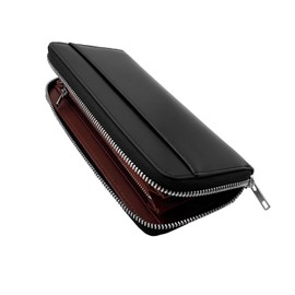 Interestring Wallet, Men's, Long Wallet, Tochigi Leather, Genuine Leather, Large Capacity, YKK Zipper, Made by Top Craftsmen, Anti-Theft, Coin Purse, Gentleman, Business, Fashion, Cowhide Leather, Unisex, Father's Day, Mother's Day, Gift (Black)