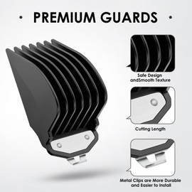 Clipper Guards Set with Metal Clip, Hair Clipper Attachment for Wahl, 3 Cutting Lengths 2 inch/1.5 inch/1.25 inch, Trimmer Combs Fits Most Wahl Clippers (Black, 10 12 16)
