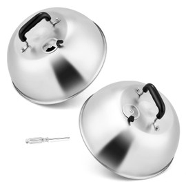 12In Cheese Melting Dome, HaSteeL Heavy Duty Basting Cover with Adjustable Vent, Stainless Steel Round Steaming Cover Lid for Flat Top Griddle Grill Teppanyaki Kitchen Indoor Outdoor, Dishwasher Safe