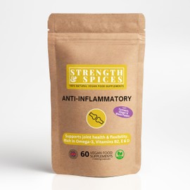 STRENGTH & SPICES100% Natural Vegan Food Supplements Strength & Spices Anti-inflammatory, Muscle and Joint Care Supplements for Mobility and Recovery, Turmeric Capsules with 28 Powerful Ingredients, Vegan and All-Natural, 1000mg, 60 Capsules, Refill