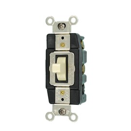 Leviton 20-Amp 120/277-Volt Toggle Double-Pole AC Quiet Switch, 1286-I, Ivory