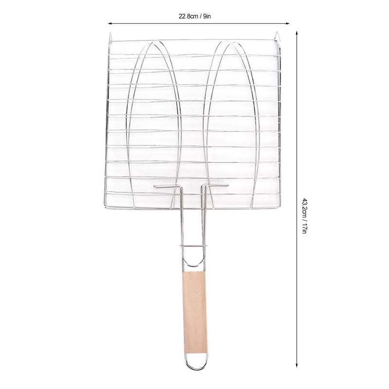 Fish Grilling Basket,Meat Burger Long Handle Mesh Basket Folding Stand,Folding
