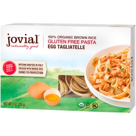 Jovial Egg Tagliatelle Gluten-Free Pasta | Whole Grain Brown Rice Egg Tagliatelle Pasta | Lower Carb | Kosher | USDA Certified Organic | Made in Italy | 9 oz (6 Pack)
