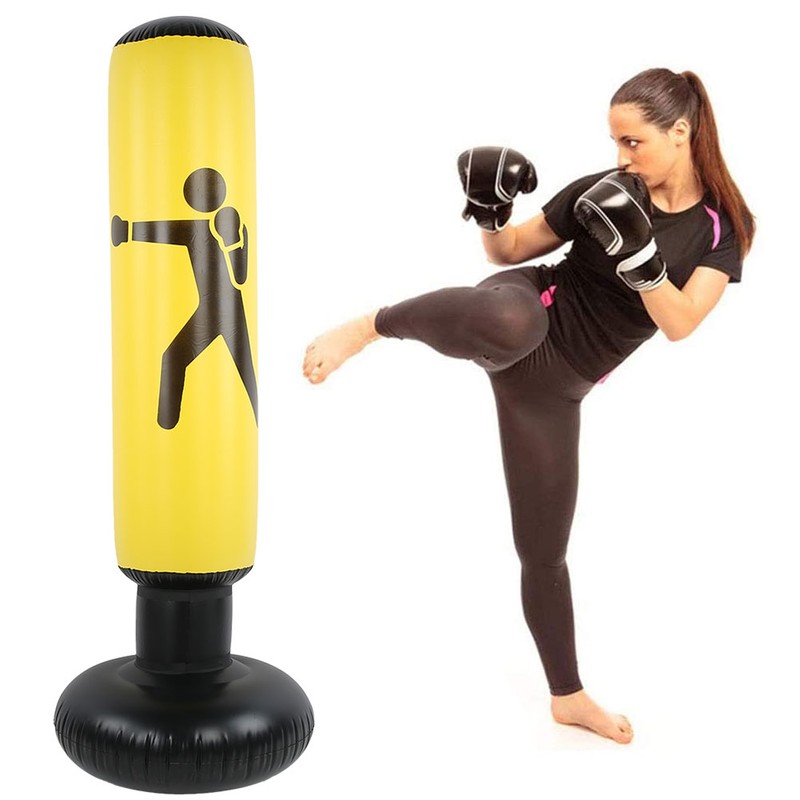 Inflatable Boxing Column Adults Fitness Decompression Sandbag Punching Bag ThickenYellow