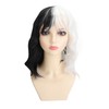 Black and White Short Curly Wig Women Cosplay Party Shoulder