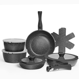 ZHANG XIAO QUAN SINCE 1628 Pots and Pans Set Non Stick, Black Pots and Pans Set, 13PCS Aluminium Oven Safe Cookware Set, PTFE/PFAS/PFOA Free Cookware, Non Stick Pots and Pan Set Detachable Handle