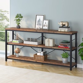 LITTLE TREE 3-Tier Sofa Storage Shelf Narrow Long Console Tables for Entryway, Brown