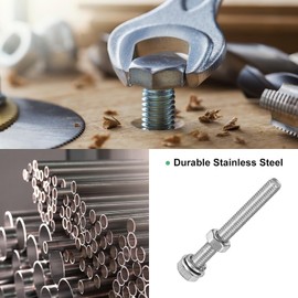 M METERXITY 10-Pack Hex Head Screw Bolt with Nuts Flat & Lock Washers M5x45mm Stainless Steel Bolts and Nuts Kit Fully Threaded Metric Bolt Assortment for Equipment/Machinery