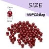 8mm Round Glass Pearls Beads with Holes, Red,100 Pcs
