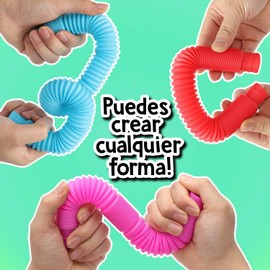 Pop Play MCYK Colors - Pop Tube, Tubos Sensoriales Fidget Toys (4 Unidades). Juguete para Niños y Adultos. - Juguetes educativos sensoriales para el estrés y la ansiedad. Colores (MCYK)