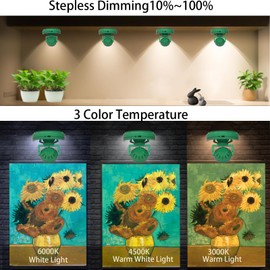 Wireless LED Spotlight 2 Pack, Rechargeable Uplights Battery Powered Picture Lights with Remote, Stick Spot Lights Puck Light with Timer Dimmable for Wall Display Dartboard Painting Accent Closet