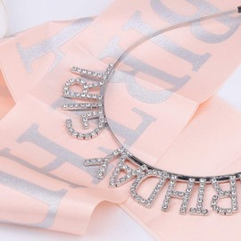 AOPRIE Birthday Crown for Women with Sash Silver Birthday Tiara for Women Birthday Girl Headband Princess Crown Rhinestone Happy Birthday Accessories