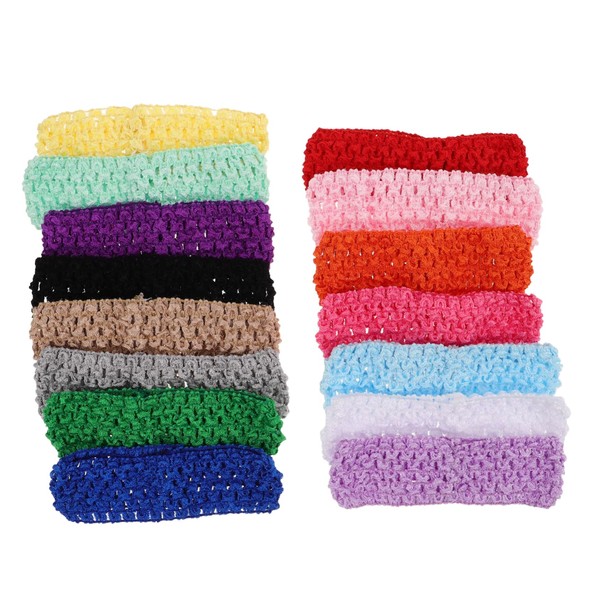 COLLBATH 30pcs Colorful Crochet Headbands High Elastic Soft Knitted Bandanas