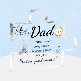 Brikabia Gifts for Dad Christmas, Dad Gifts from Daughter, Dad Birthday Gift - Decorative Acrylic Block Puzzle 3.9x3.3 inch - Cool Dad Gift for Dad Step Dad Father Papa, Best Dad Gifts for Christmas