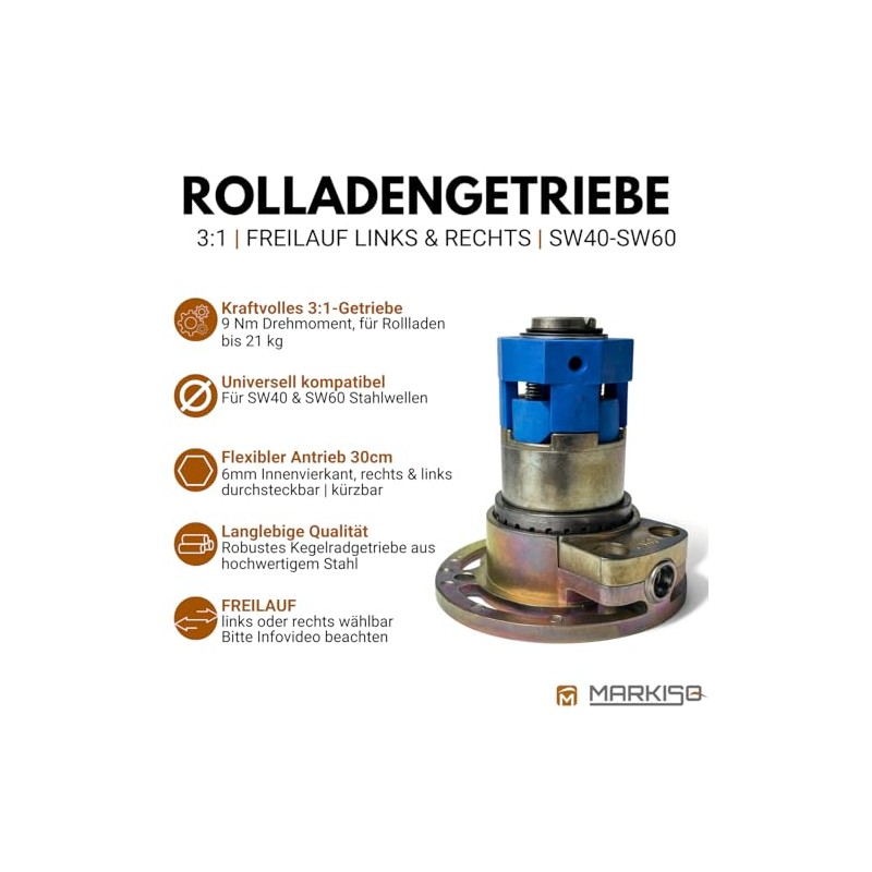 Roller Shutter Gear 3:1 - Crank Gear [Freewheel Right] for
