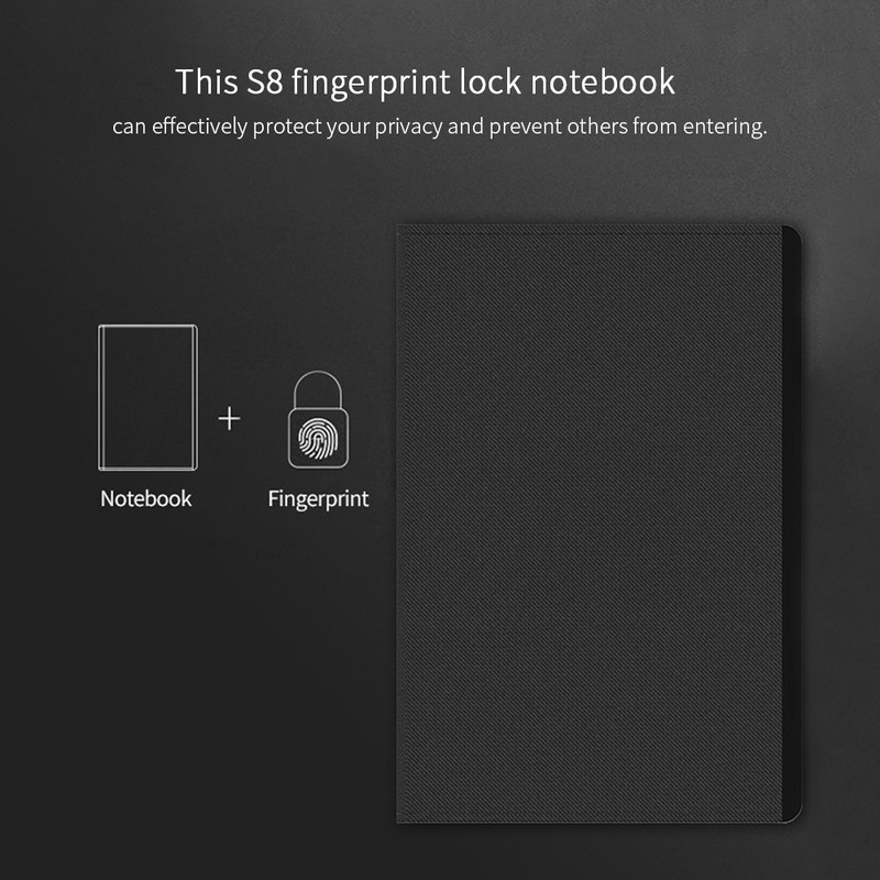 Fingerprint Lock USB Charging Security Leather Business Conference Notebook