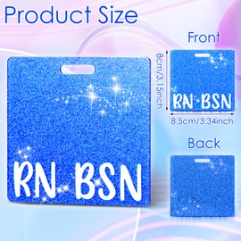 Blue RN BSN Badge Card Glitter Nurse Badge Buddy Nurse Badge Holder ID Name Identification Badge Accessories for Women Coworkers Resident Nurses Aesthetic