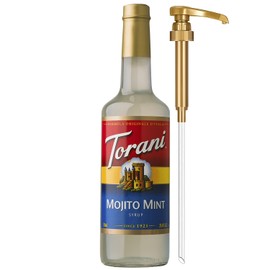 Torani Mojito Mint Syrup for Drinks, Flavoring for Lemonade, Sodas, and Mocktails, Glass Bottle with Pump Included, 25.4 Fl Oz
