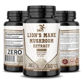 Lion's Mane Pills Mushroom Cognition Capsules (60 Veggie Capsules) 30% Polysaccharides- Lions Mane Extract Capsules | Brain Supplement, Brain Vitamins, Focus Supplement