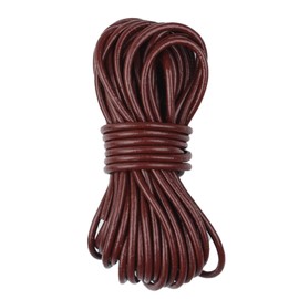 Leather Cord Round 2 mm x 5 m, Leather Strap, Classic Chain, Leather Cord Made of Real Leather for DIY Jewellery Such as Bracelets Crafts Lanyard Bracelet Jewellery, Necklaces Brown