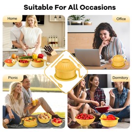 Beiyunee Ramen Bowl with Handles, 2 Set Wheat Fiber Ramen Cooker Microwave with Strainer, 34oz Noodle Bowl with Pot Mat Spoon Chopsticks Fork for Home, School, Office, Dorm, Picnic or Gift