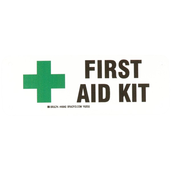 Brady 46842 Information Sign (First Aid Kit), Aluminum, 3 1/2" x 10"