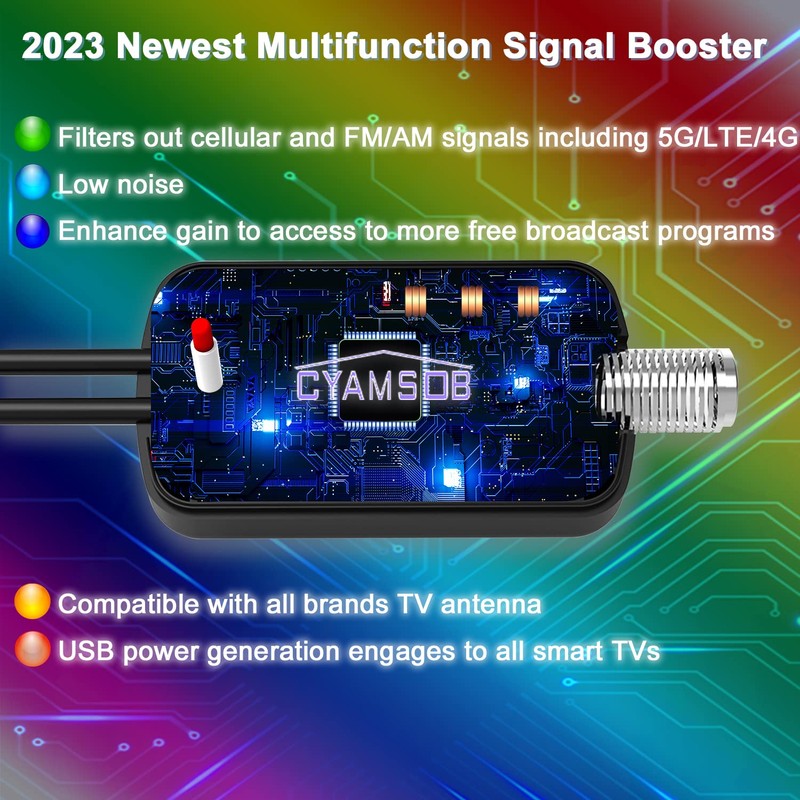 Cyamsob 2023 Updated Digital Antenna for TV with Powerful Amplifier