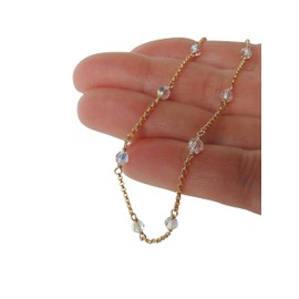 Gold crystal anklet, sparkly crystals goldfill, dainty, adjustable from 9.5 to 10.5 inches, handmade