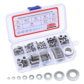 Stainless Steel Washers Assortment Set 9 Sizes - 684 Pieces, Flat and Lock Washers