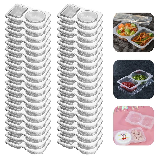 Mesen 40 Pack Double Compartment Condiment Container, Double Condiment Containers
