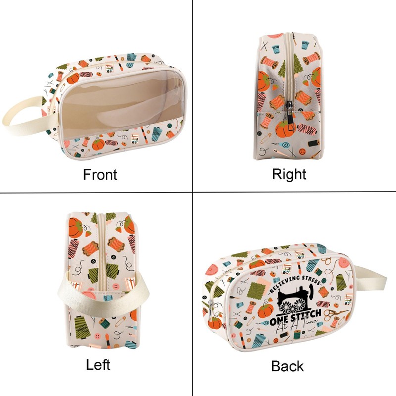 MEIKIUP Sewing Lover Gifts Sewing Clear Cosmetic Bag Relieving Stress