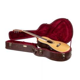 Crossrock Hard-Shell Wooden Case fits 12-Fret 00 Style Acoustic Guitar - Brown