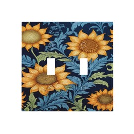 Decorative Art Light Switch Covers,2 Gang Double Toggle,Wall Plate,Switchplate Faceplate,Morris Sunflowers,4.6x4.5IN