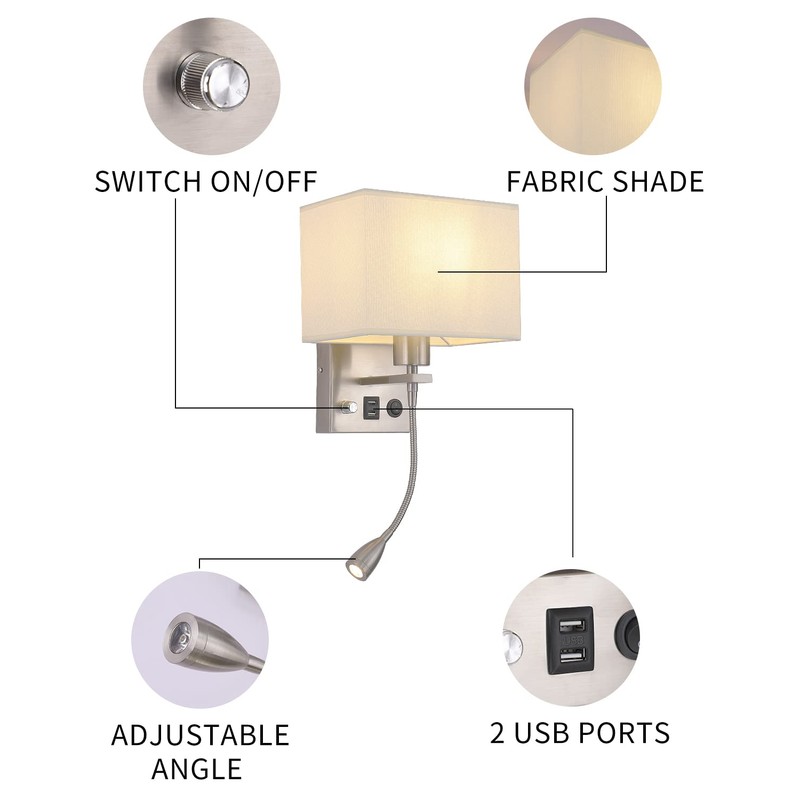 Galtlap Wall Sconce Plug in Cord Set of 2, Bedside