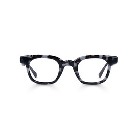eyebobs - Source Material | Premium Reading Glasses for Men and Women | Square Frame for Average Faces, Icy Blue Tortoise, 2.50