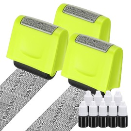 PATIKIL Identity Theft Protection Roller Stamp, 3Pcs 1.7" Confidential Roller Stamp Privacy ID Police Stamp Roller for Security ID Address with 9Pcs Refills, Light Green