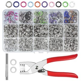 Press studs with pliers, metal press stud set with fixed buttons tool, press studs without sewing, 200 sets for DIY crafts, children's clothing, clothing bags, handmade, 9.5 mm, 10 colours