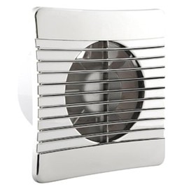 4" Bathroom Low Profile/Slimline Extractor Fan with Chrome Effect Grille and Run on Timer