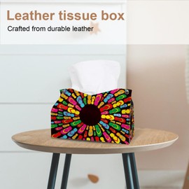 2 Pack Tissue Box Cover Holder, Floral Skull Head Rectangle Leather Tissue Case, Decorative Organizer for Tabletop, Bathroom, Car, Office