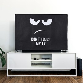 kwmobile 24 Inch TV Case - Indoor TV Screen Protector Cover - TV Screen Dust Cover - Don't Touch My TV White Black