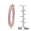 Rose Gold Flash Sterling Silver Pink Cubic Zirconia Round Hoop