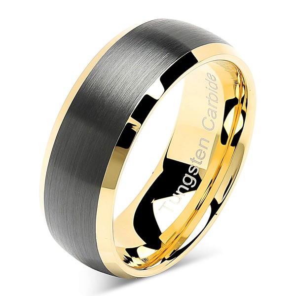 Tungsten Rings For Men Women Wedding Band Black Matte Gold