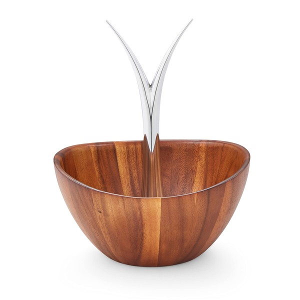 nambe Fruit Tree Bowl | Fruit Basket with Banana Hanger | Large Decorative Wooden Fruit Bowl for Kitchen Counter or Centerpiece Table Décor | Made of Acacia Wood and Metal Alloy | 12-Inch