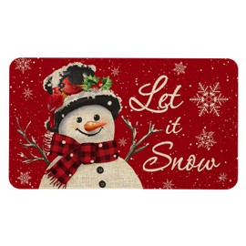 Roszwtit Merry Christmas Snowman Door Mat 30 X 17 Inch Christmas Let It Snow Doormat Indoor Outdoor Entrance Floor Rug Non Slip Winter Christmas Decor Rubber Welcome Mats