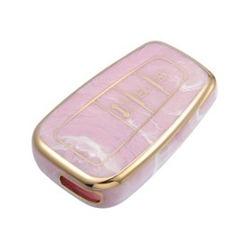 VekAuto Key Fob Cover Compatible for Toyota Prius 2006-2022, 3 Button Porcelain Pattern Fashion Soft TPU Pink Remote Keyless Smart Key Fob Case Protection Shell