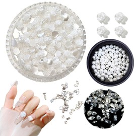 Shefun Flower Nail Parts, Camellia, Rose, Nail Parts, Approximately 100 Pieces, 3D Dimensional, Small, 0.2 inches (6 mm), Sparkle, Cute, Camellia, Rose, Spring, Flower Deco Parts, Resin Parts, Nail