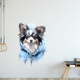 GRAZDesign Wall Sticker Papillon Dog Cool Motif for Living Room, Bedroom, Teenager's Room, Wall Sticker as Wall Decoration, Wall Sticker - 84 x 57 cm
