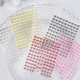 12 Sheets Bow Nail Stickers 3D Self Adhesive Black White Pink Bow Nail Decals for Nail Art Red Silver Gold Cute Bow Nail Art Stickers Bow Nail Art Supplies DIY Manicure Decorations for Women Girls